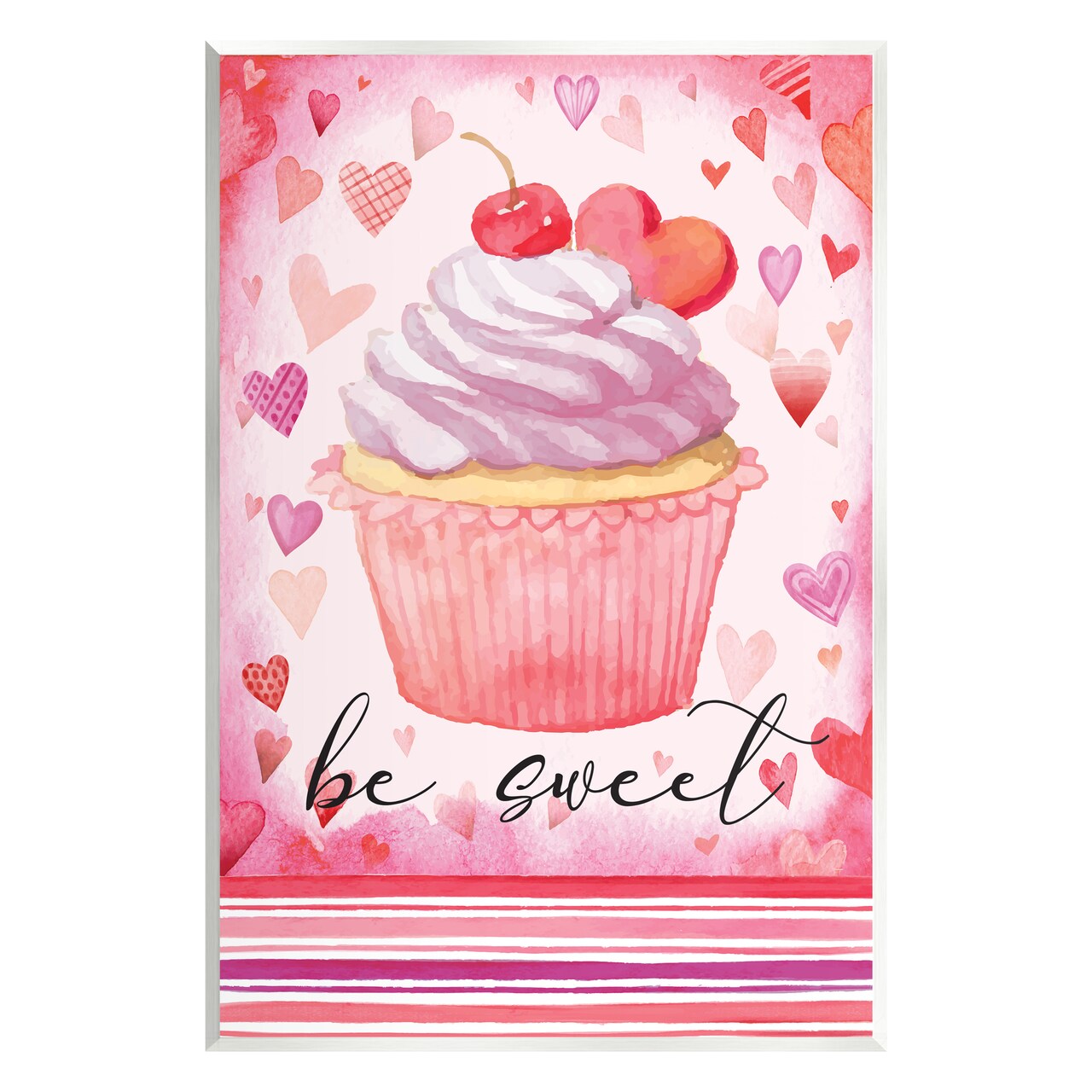 Stupell Industries Be Sweet Romantic Hearts Cupcake Wall Plaque Art
